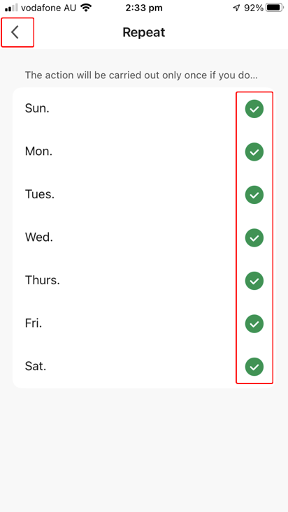 Schedule screen
